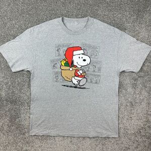 Vintage‎ Y2K Snoopy Christmas Shirt Adult XL Gray Santa Peanuts Charlie Brown